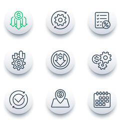 cost effective, financial efficiency line icons, icons set