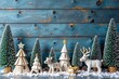 © blindblues - AI addobbi natalizi su tavola di legno blu 01