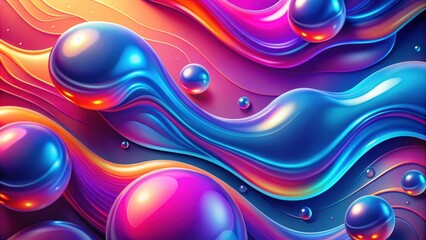 Wall Mural - Abstract liquid shapes in a wavy background, liquid, abstract,shapes, wavy, background, futuristic, vibrant, colorful, dynamic