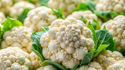 Wall Mural - Fresh cauliflower florets close-up, cauliflower, vegetables, healthy, organic, white, food, nutrition, raw, farm fresh