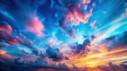 Wall Mural - Blue cyan and pink clouds creating a stunning sunset sky background , clouds, sunlight, sky, background, blue, cyan, pink