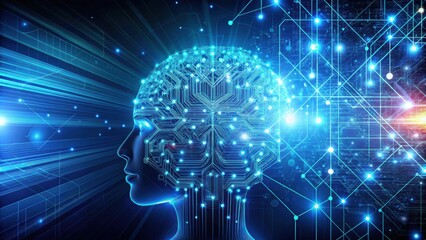 Abstract technology background with artificial intelligence and machine learning concept, AI