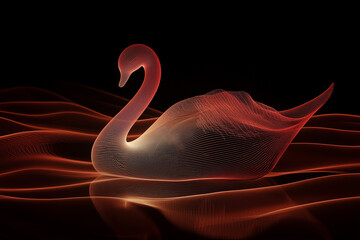 Wall Mural - swan on the water terracotta red Trend bird animal avian