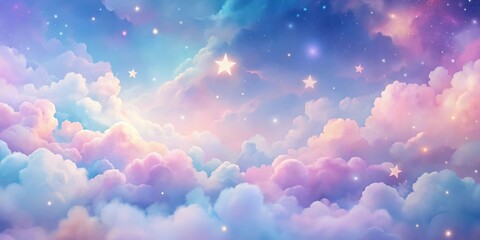 Wall Mural - soft dreamy pastel clouds with stars in a rendered image , celestial, dreamy, clouds, sky, stars, pa