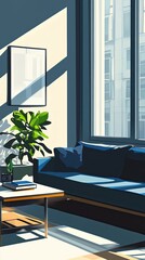 Wall Mural - Sunlit Modern Living Room Interior Design