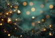© microtech - Tree Branch Adorned with Glowing Lights.