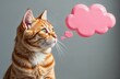 © annmelnikova - A beautiful cat is thinking about a cat - a pink thought bubble with hearts