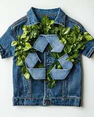 Wall Mural - Ecofriendly clothing collection with the recycle logo, showcasing the concept of recycling textiles and embracing sustainable fashion practices for environmental impact