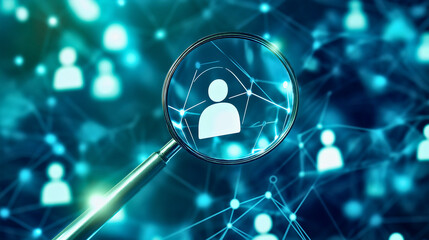 Wall Mural - digital network search technology, business social media connection concept, online marketing strate