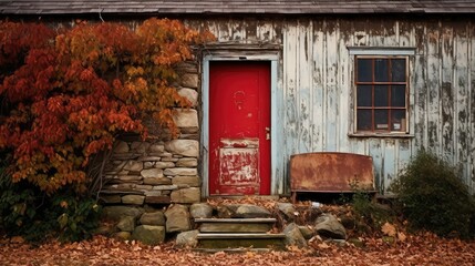 Poster - character house with red door