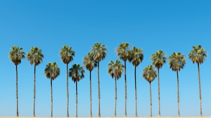 Canvas Print - blue palm tree row