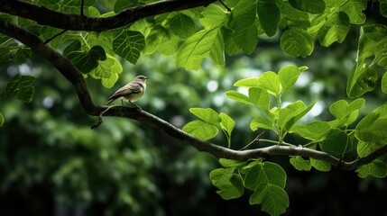 Wall Mural - green tree branch with leaves