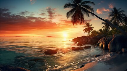 Wall Mural - tranquil sunsets palm trees