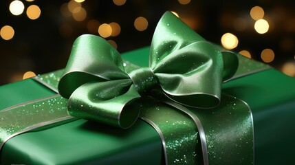 Wall Mural - shiny gift bow green