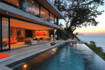 Wall Mural - Modern Cliffside Home with Infinity Pool and Ocean View