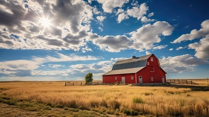 Wall Mural - clouds old red barn