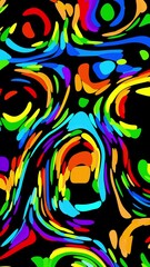 Fototapete - Abstract liquid patterns, fluid shapes , retro psychedelic style, seamless loop, wallpaper, vertical background
