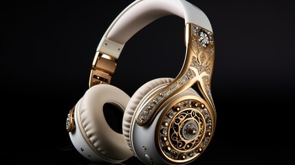 Wall Mural - opulent gold headphone