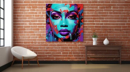 Wall Mural - colorful blank poster on brick wall