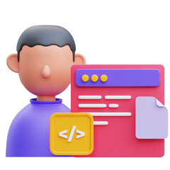 PNG 3D programmer icon isolated on a white background