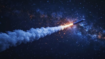 Wall Mural - launching a rocket at a space base, using a sky background.