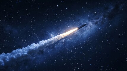 Wall Mural - launching a rocket at a space base, using a sky background.