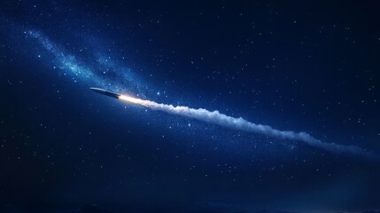 Wall Mural - launching a rocket at a space base, using a sky background.