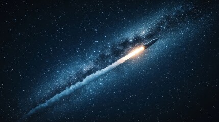 Wall Mural - launching a rocket at a space base, using a sky background.