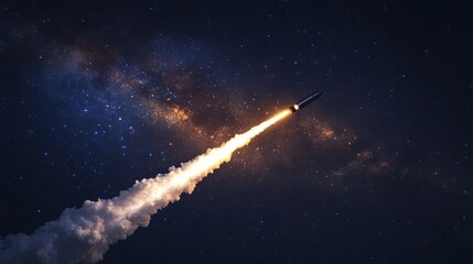 Wall Mural - launching a rocket at a space base, using a sky background.