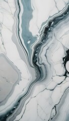 Wall Mural - a close-up view of a polished marble surface showcasing intricate veining patterns in shades of whit
