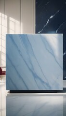 Wall Mural - a large marble slab with a glossy finish, reflecting light and casting shadows in an elegant, modern interior create with ai