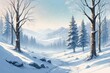© alexx_60 - Winter Snowy Landscape with Trees and Snowflakes in a Festive Atmosphere