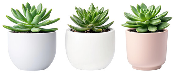 Wall Mural - Trio of stylish succulent plants in modern pots