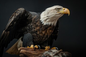 Wall Mural - A bald eagle perched on a tree branch, waiting for prey