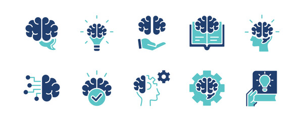 Aufkleber - collection of brain icon set brainstorm mind thinking intelligence cognition vector business education genius creative idea symbol illustration