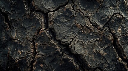a close-up view of a tree trunk showing cracks and damage