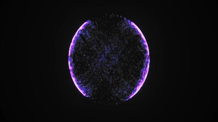 Wall Mural - purple and red glowing sphere encircled by sparkling light particles, creating a vibrant cosmic spec