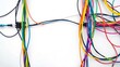 © JKLoma - Colorful bundle of wires in various hues on a plain white background, abstract, technology, white background