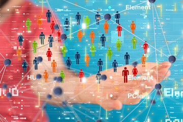 Fototapete - Global network. Blockchain. 3D illustration. Neural networks and artificial intelligence. Abstract