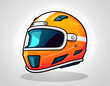 © esta - Orange and white racing helmet