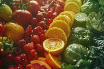 Sticker - A close-up shot of a variety of fruits and vegetables arranged together