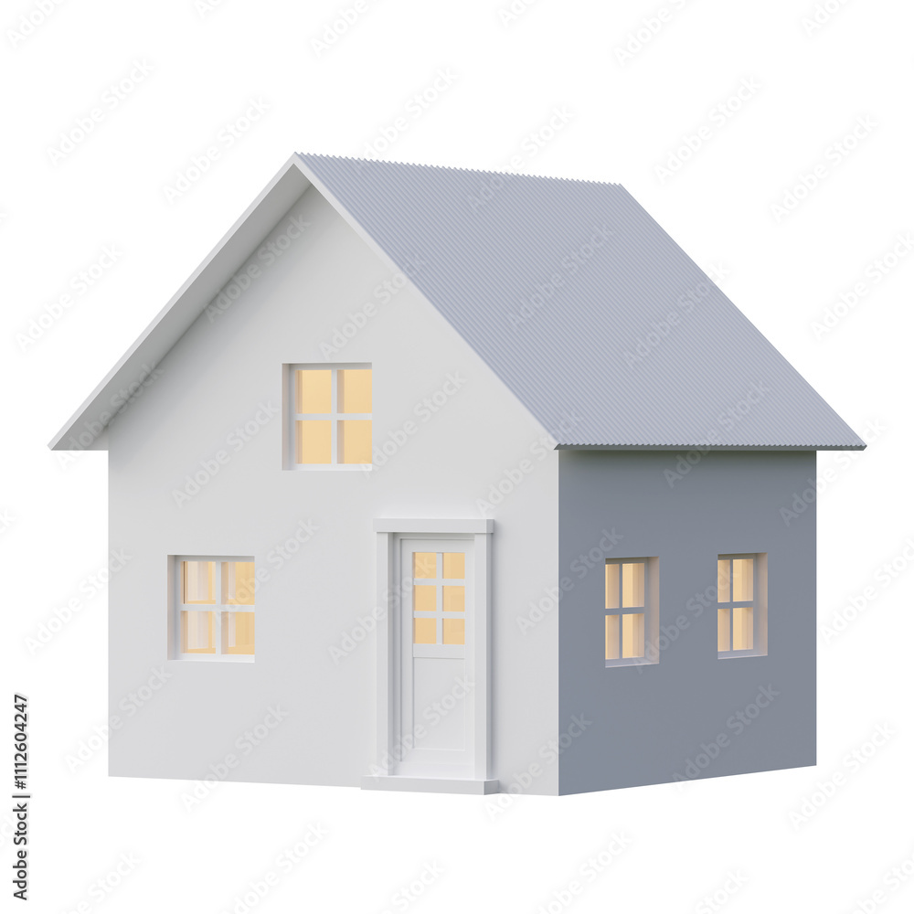 Simple Rendered Homes Simple style white tiny house architecture model isolated on ...