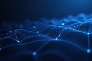 Canvas Print - abstract blue digital wave pattern with futuristic dots and lines technology background.