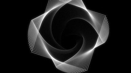 Black and white square shape lines animation. White square line pattern loop