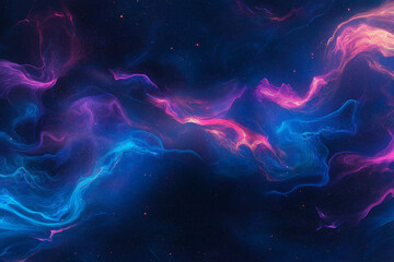 Wall Mural - abstract background with colorful, glowing waves and stars on a dark blue background, a space design