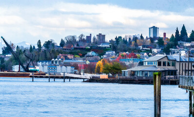 Canvas Print - Ruston Shoreline Illustration