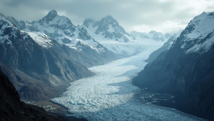 Wall Mural - A large glacier in the middle of a mountain range