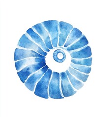 Wall Mural - Here's a caption and keywords for your image.. Abstract watercolor painting of a blue circular design resembling an eye or flower.