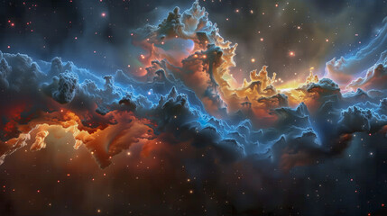 Wall Mural - Stunning Cosmic Nebula with Vibrant Clouds and Starry Sky