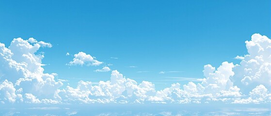 bright white cumulus clouds in a deep blue sky, heavens, cotton-like, clear